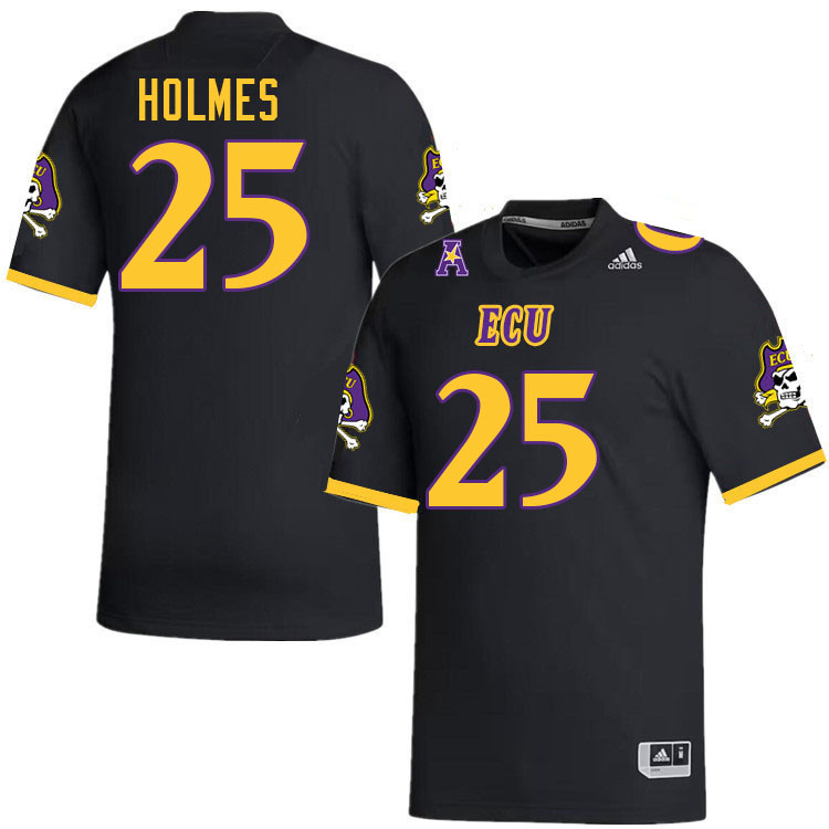#25 Noah Holmes East Carolina Pirates College Football Jersey Stitched-Black